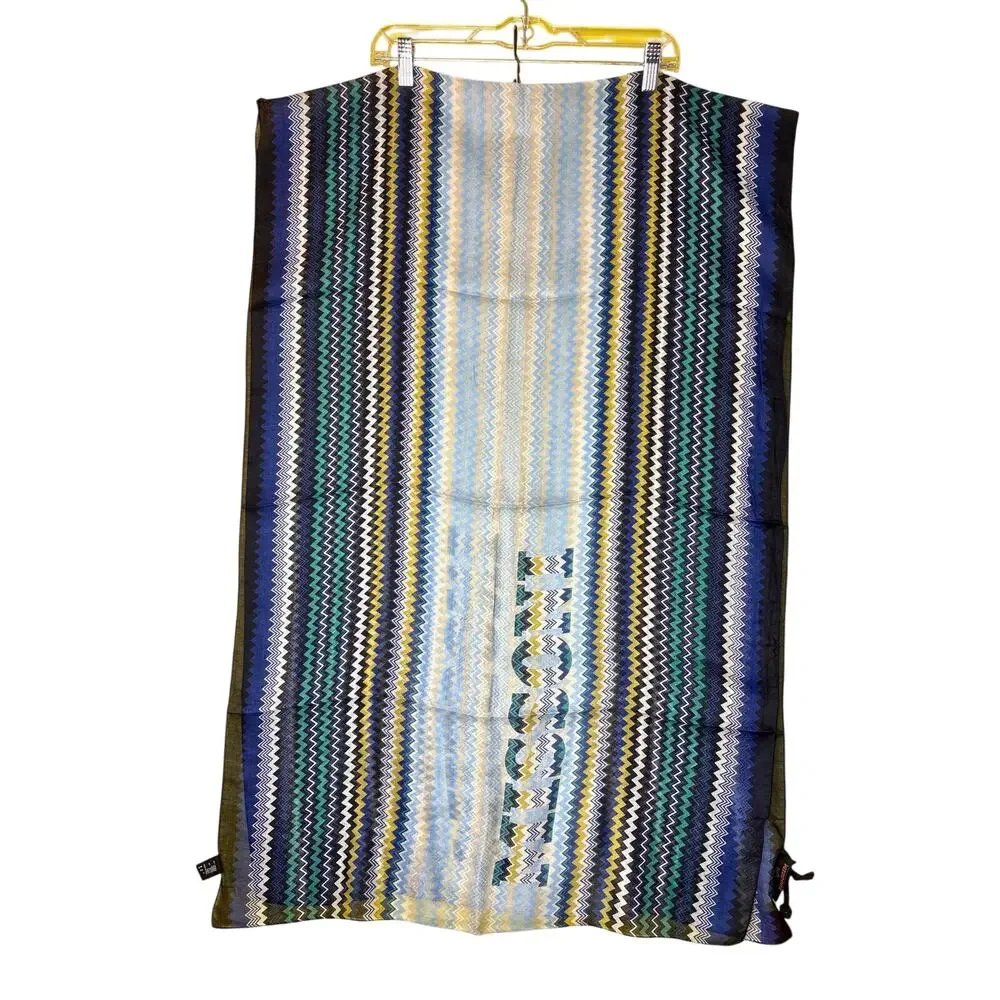 NWT - Missoni Italian Chevron Scarf/Shawl - Blue & Yellow (25x80) - Picture 7 of 15